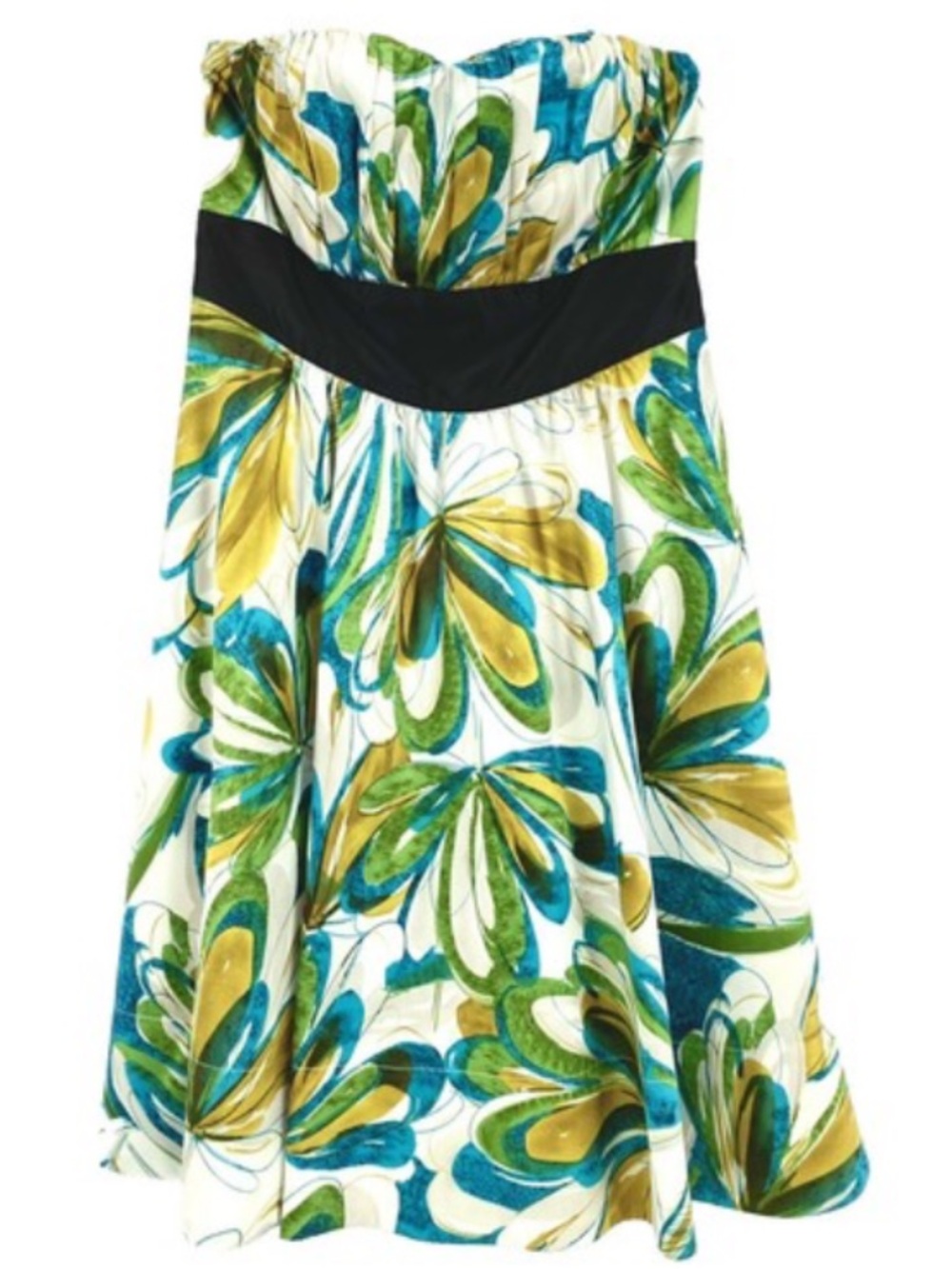 Limited -blue,green,gold strapless dress